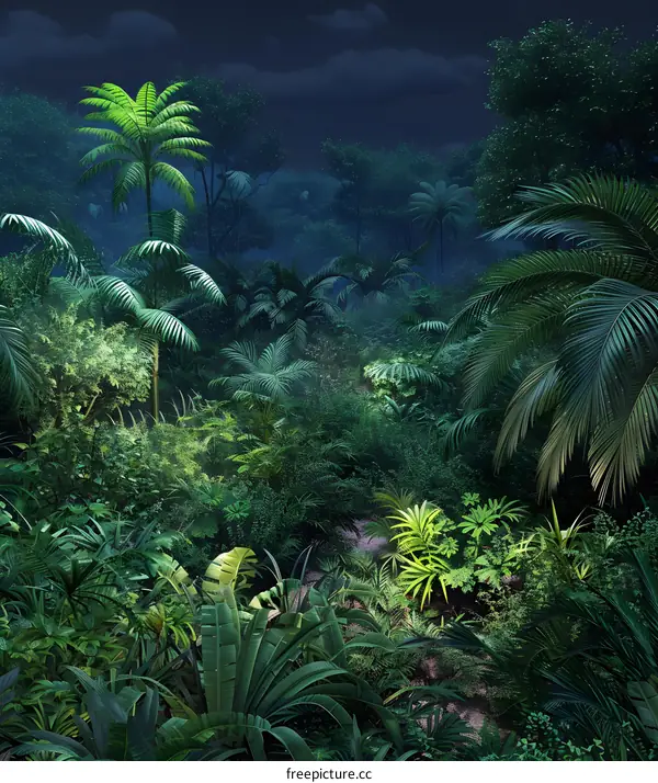 Tropical Rainforest at Night
