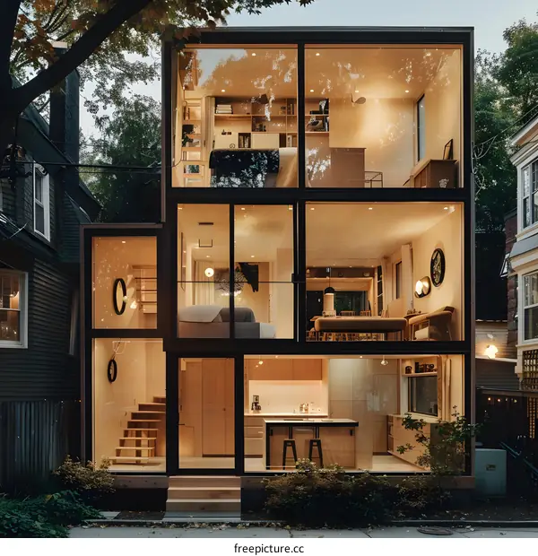 Modern Glass House with Interior Design