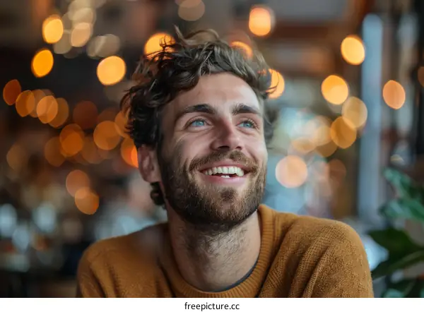 Smiling Man in a Cafe