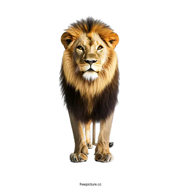[Transparent Background PNG]Majestic Lion Standing on White Background