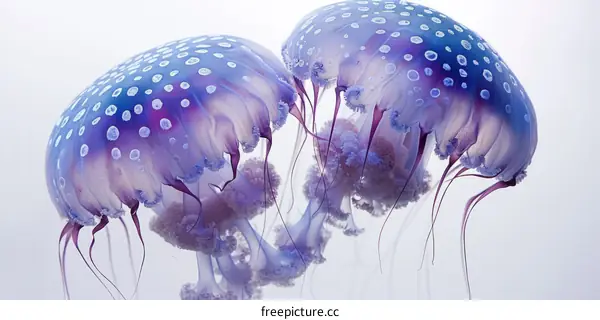 A Pair of Purple Jellyfish with Polka Dots
