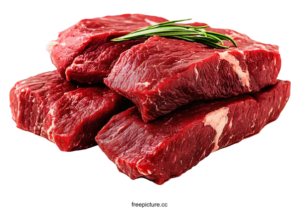 [Transparent Background PNG]Fresh Raw Beef Steaks Close-Up