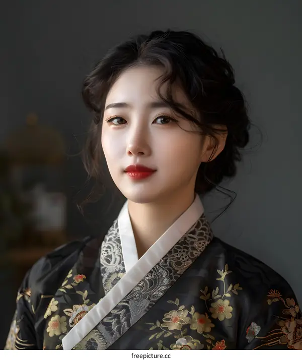 Portrait of a young Korean woman in traditional dress