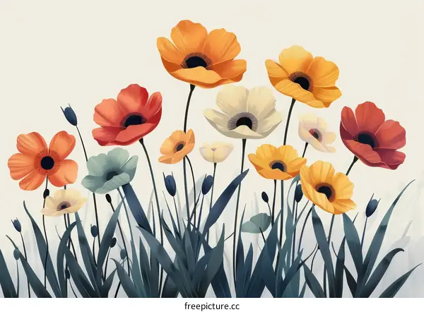 Vibrant Summer Garden of Poppy Flowers