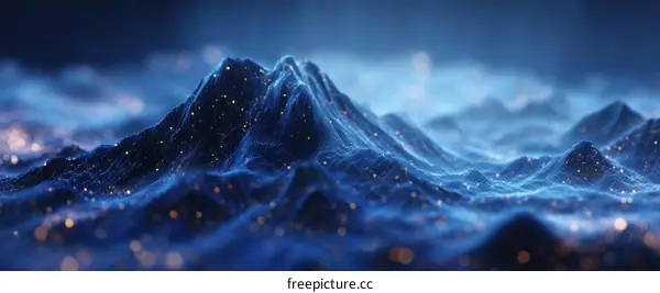 Abstract Digital Mountainscape in Dark Blue