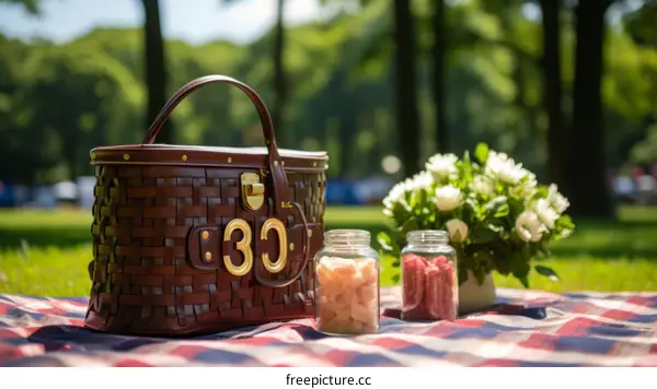 Picnic in the park with a view of the city