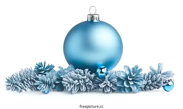 Elegant Blue Christmas Ornament with Pine Cones
