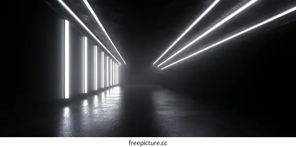Abstract Neon Tunnel Corridor