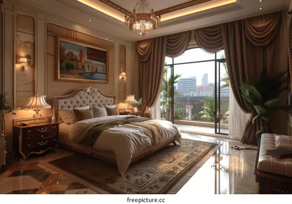 Luxury Classic Bedroom Interior Design Illustration