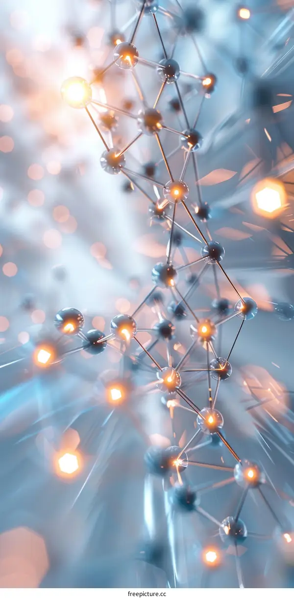 Illuminated Molecular Structure: Glowing Nodes and Connections