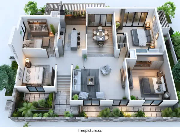 Top view of a modern house