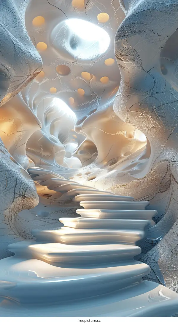 Abstract White Cave Stairway Illustration
