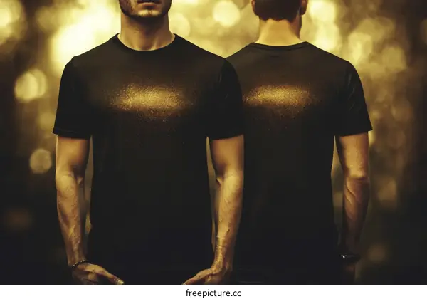Men in Black T-shirts with Abstract Design