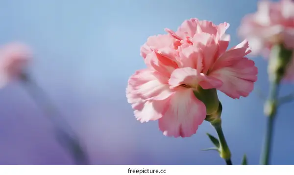Delicate Pink Carnation Flower with Soft Petals in Bloom