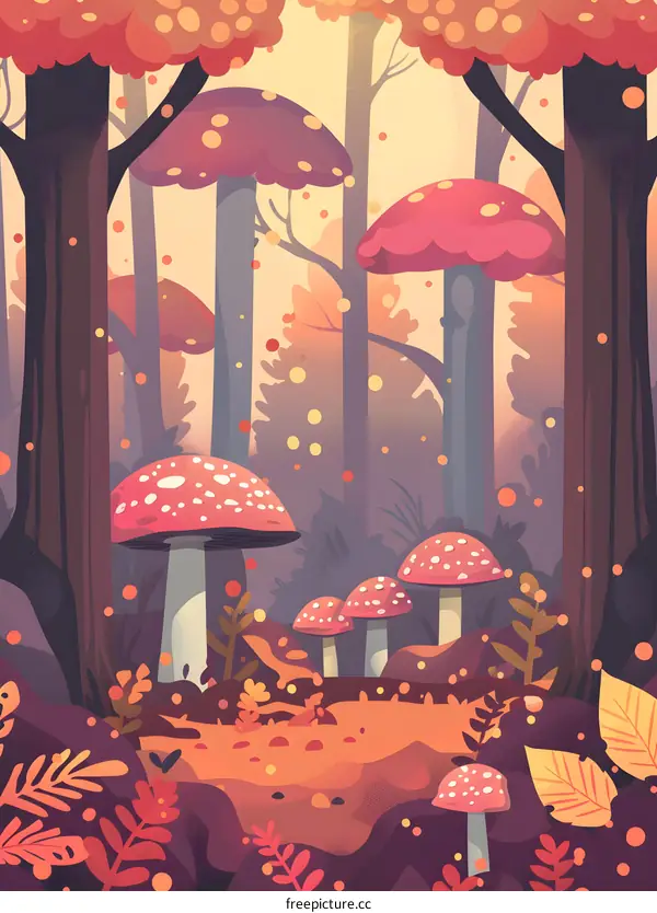 Autumn Forest Mushroom Illustration