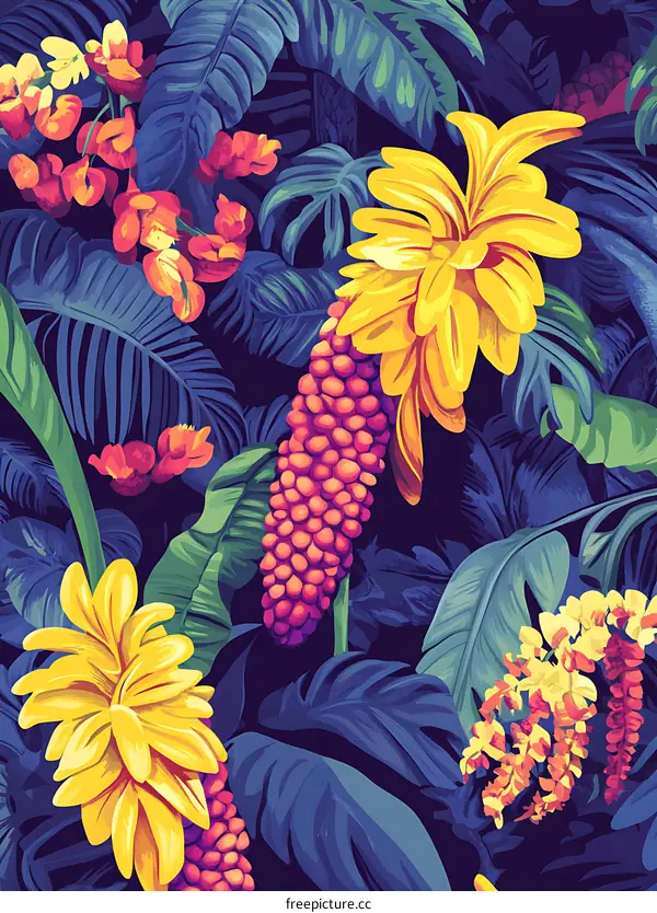 Tropical Rainforest Floral Pattern Design