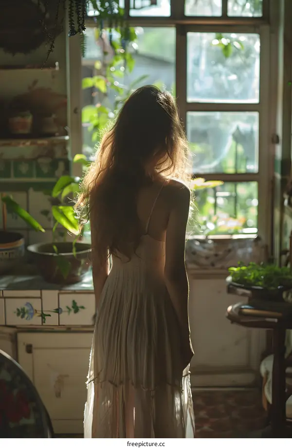 girl standing in front of window