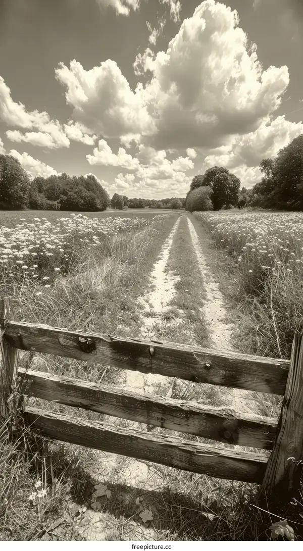 Wildflower Path in Rural Countryside