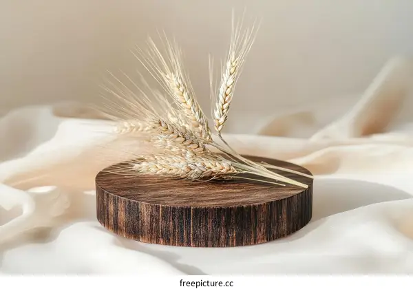 Wheat Ears on Wooden Display Stand