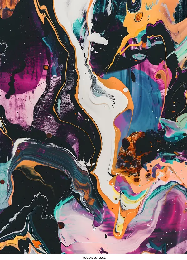 Abstract Acrylic Painting with Vibrant Colors and Swirls