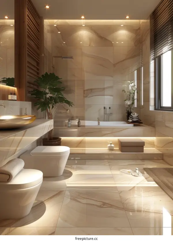 Luxury Modern Beige Bathroom Design