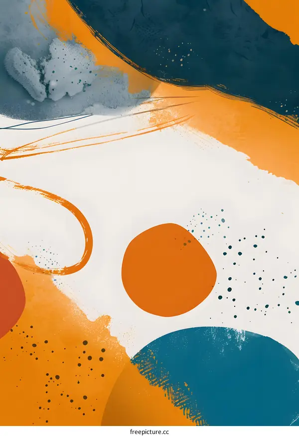 Abstract Art with Orange, Blue and Grey Colors