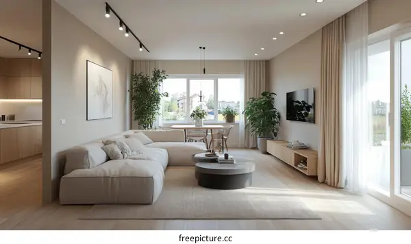 Modern Beige Living Room Interior Design
