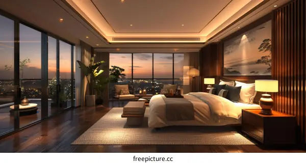 Luxury Modern Bedroom Interior Design Illustration