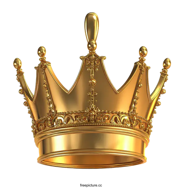 [Transparent Background PNG]Golden Royal Crown of Majestic Design