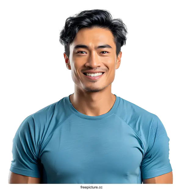 [Transparent Background PNG]Portrait of a Smiling Asian Man