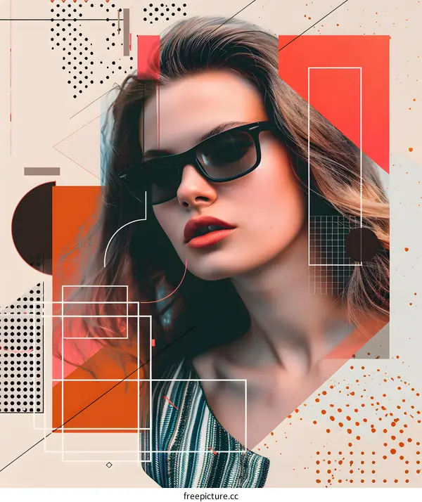 Abstract Fashion Portrait of Woman Wearing Sunglasses