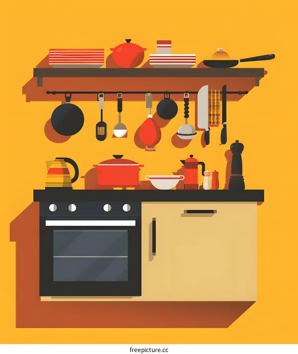 Kitchen Tools and Appliances Illustration