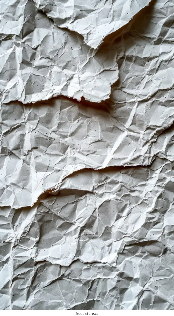 Crumpled paper texture background in white color