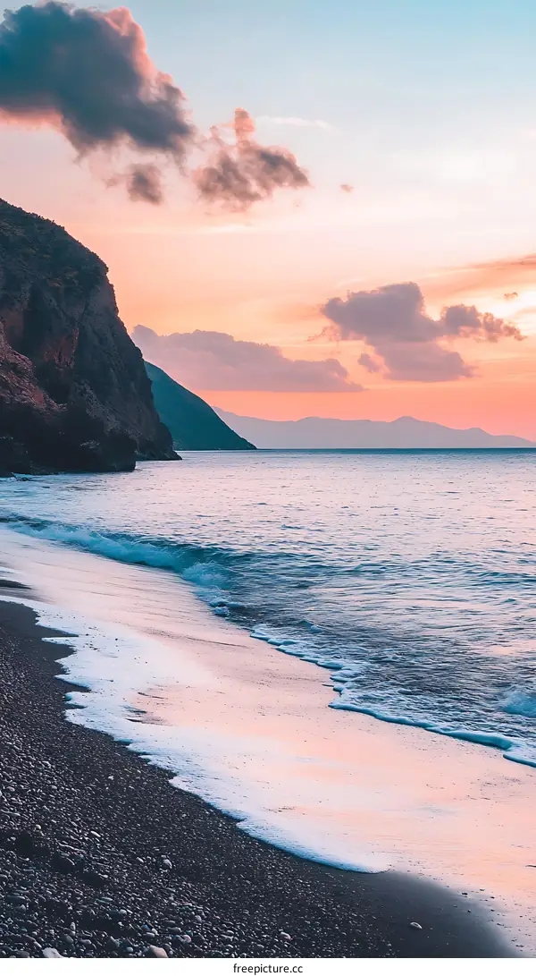 Scenic Sunset Over the Ocean with Rocky Cliffs