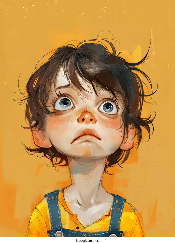 A boy with a surprised expression on his face