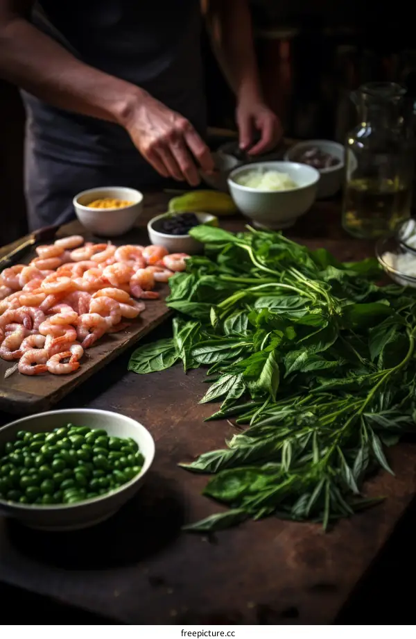 Cooking ingredients on a wooden table