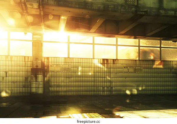 Sunrays Shining Through a Window in an Urban Building