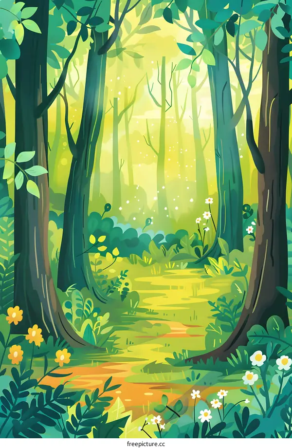 Green Forest Path Illustration