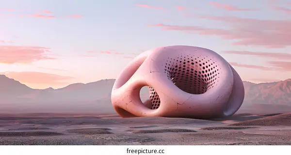 Abstract Stone Structure in Desert Landscape