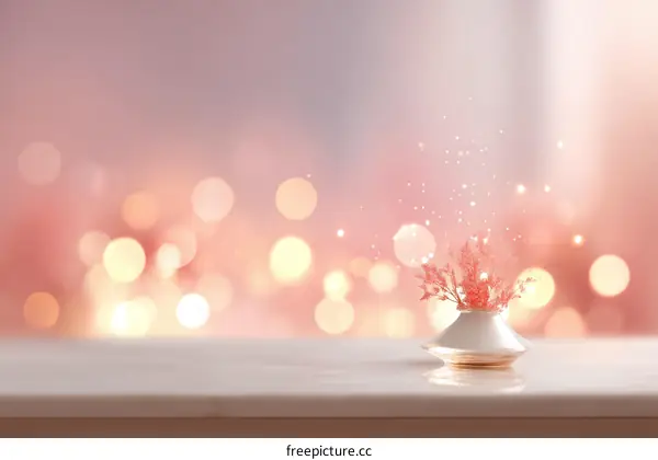 Pink Floral Decor on a Marble Surface