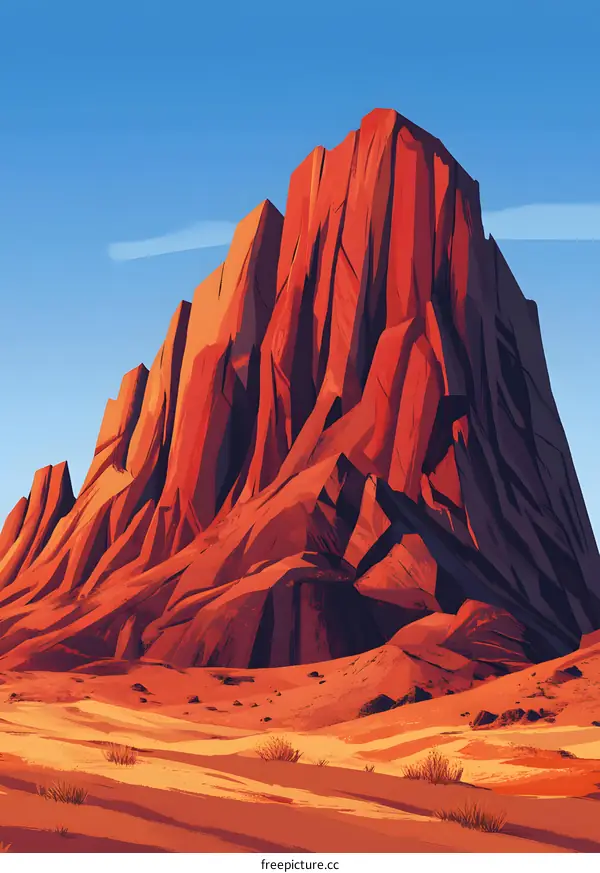 Red Rock Mountain Landscape Illustration