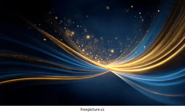 Abstract Gold and Blue Dynamic Flow Design