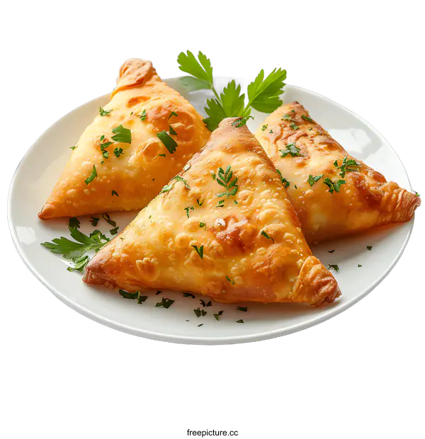[Transparent Background PNG]Delicious samosas on a plate