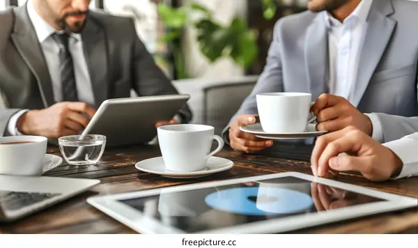 Business People Meeting at a Cafe Table