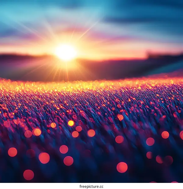 Beautiful Sunrise Over a Field of Grass