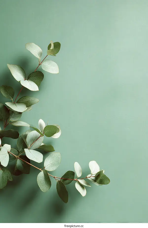 Elegant Eucalyptus Branch on Mint Green Background