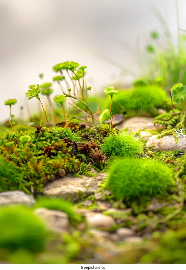 Green Moss Closeup, Nature Texture Background