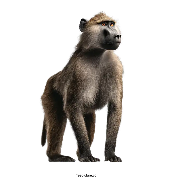 [Transparent Background PNG]African Baboon Portrait Illustration