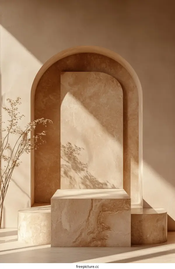 Beige Minimalist Display Podium