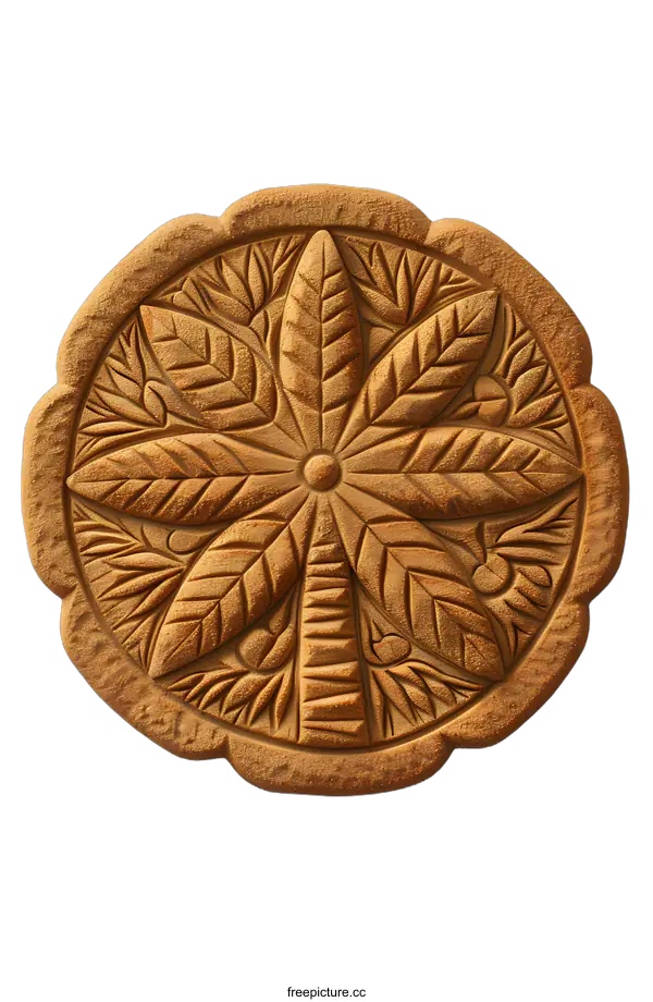 [Transparent Background PNG]A clay bas-relief wall plaque with a palm tree design